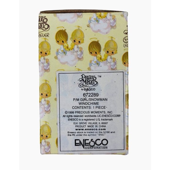 Precious Moments Snowman Girl Windchime Enesco 672289 Resin 1999 Ornament - Picture 2 of 10
